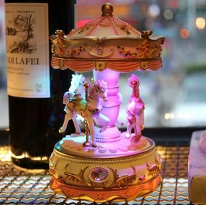 The large crystal ball carousel music box music box to send girls to wife creative particularly romantic birthday gift