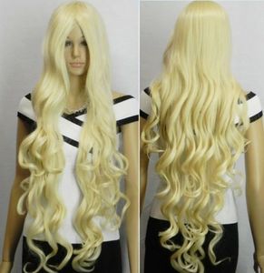 Stylish Long Blonde Curly Health Like Real Hair Women Wigs 100cm