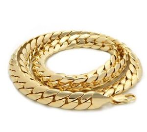 Męskie 10mm Miami Cuban Link Chain 14K Pozłacane 24 