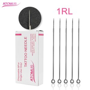 50st 1RL Engångssteriliserad Professionell Permanent Permanent Makeup Card Needles för Eyebrow Lip Eyeliner Tattoo Machine Cosmetic