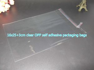 200pcs 16x25+3cm clear OPP self adhesive packaging bags for magazines, newspapers, photos, CDs, bread, popcorn, nuts