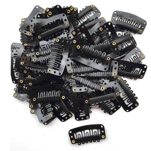 200pcs U Shape Steel Snap Clips For Feather Hair Extensions Wigs Weft Black women s wig clip