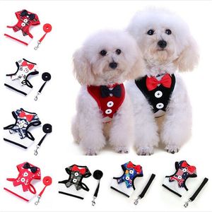 Vendita calda Pet Dog Abito da sera bowknot Tie Cinghie sul petto con fibbia in metallo Gilet per animali T3I0297