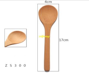 500pcs / parti 17 * 4cm Träskedar Honey Spoon Baby Spoon Wood Tea Ice Cream Spoon 5 stilar för val