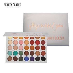 Piękno Glazed 35 Kolor Eyeshadow Paleta Kosmetyki Proszek Proszek Diament Rainbow Earth Ciepły Kolor Shimmer Matte Eye Chień