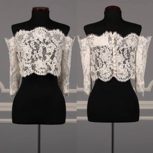 Abiti da sposa economici con spalle scoperte Cappotto da sposa Maniche lunghe Giacche di pizzo per abiti da sposa Giacca bolero Taglie forti Mantelle avvolgenti