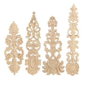 Exquisite Wood Carved Flower Onlay Decal Wooden Corner Applique for Home Furniture Decor Wall Door Decorative Wood Carving Crafts 4 Differen