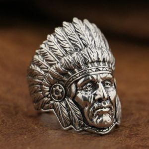 Wholesale indian chief rings resale online - LINSION Sterling Silver Indian Chief Ring Mens Biker Rock Punk Ring TA89