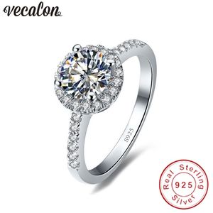Vecalon Real 925 Sterling Silver Infinity Ring 5A Zircão CZ Diaon Noivado Casamento Banda Anéis para Mulheres Presente Da Dama de Honra