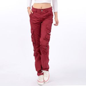 2016 New Womens Cotton Cargo Pantsレジャーのズボンもっとポケットパンツ送料無料