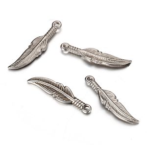 22mm*5mm Gümüş Renkli Metal Tüyler Paslanmaz Çelik Takılar için Mücevher DIY Yapma Tüy kolye Kolyeleri Küpe Yaprak Takı Aksesuarları