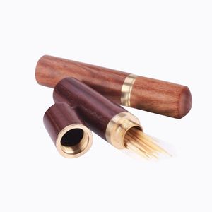 1 pc Chiński styl drewniany uchwyt do wykałaczki kieszeń mini podróży wykałaczka do przechowywania heban rosewood Handmade tajne schowek