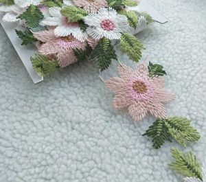 5yard Piękny haftowany kwiat koronki szyfonowe tkaniny wykończenia do szyfonowej rzemiosła DIY suknia ślubna lalka ubrania dla dzieci
