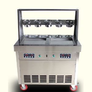 wholesale BEIJAMEI Thai fried ice cream roll machine 35 cm pan with 10 toppings commercial ice cream yogurt juice roll maker