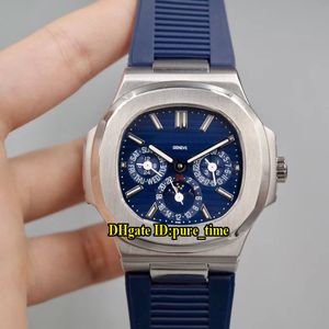 Cheap New Nautilus Blue Dial Automatic 5740/1G-001 Moon Phase Mens Watch 316L Steel Case Blue Rubber Strap Gents High Quality Sport Watches