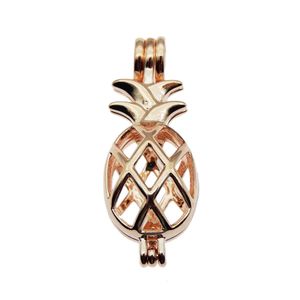 10pcs Rose Gold Ananas Pearl Cage Jewelry Making Bead Cage Pendant Aroma Essential Oil Diffuser Locket for Oyster Pearl