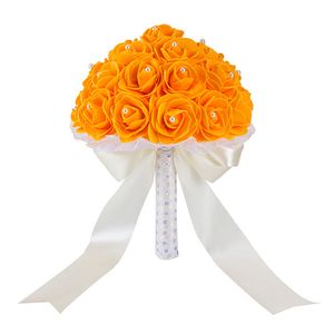 Pembe Düğün Buket Renkli Düğün Aksesuarları Beyaz Yapay Nedime Çiçek İnciler Boncuklar Gelin Çiçek Tutma CPA158292212B