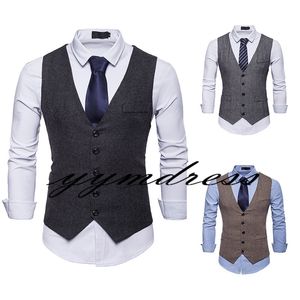 Gray Tweed Wedding Groom Vests Farm Groomsmen Vests Men's Suit Vests Vest Dress Vest Waistcoat Dress Prom Party Custom Couple Day Y002