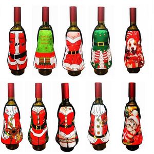 Маленький фартук для бутылки вина, Рождественская сексуальная женская Рождественская собака, Санта-Клаус, обертка для бутылки красного вина, праздничная одежда для бутылок, платье