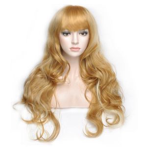 Parrucca riccia bionda da donna stock UK Cosplay da donna ondulato per capelli medio lunghi