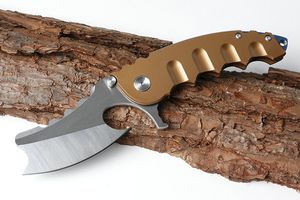 High End Flipper Faca D2 Lâmina De Cetim CNC Acabamento Punho De Aço Dourado anodização Rolamento de Esferas Rápido Ferramentas de Camping Faca de Dobramento Aberto