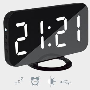 Varm multifunktionslampa Spegel Väckarklocka Digital klocka Snooze Display Time Natt LED Light Table Desktop Alarm Clock