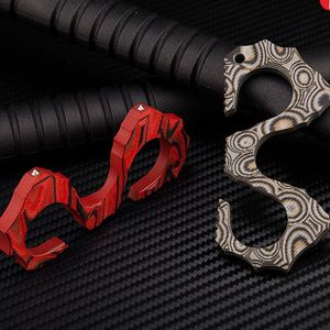 Outdoor Two Hole G10 Epoxy Resin Hit Finger Knuckle Seahorse Tungsten steel Attack head Outdoor Tactical EDC GY009