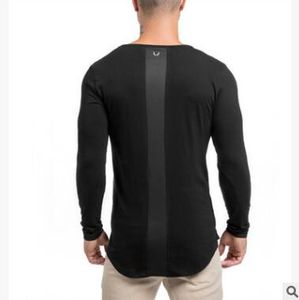 M-2XL를 가진 뜨거운 판매 새로운 브랜드 남성 체육관 폴로 셔츠 여름 고체 긴 소매 슬림 맞춤 셔츠 남성 캐주얼 셔츠