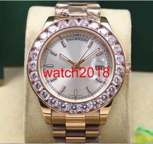 Hochwertige Luxusuhr 18k Rose Gold Herren 41 MM Pres1dent D @ yDate 18038 Größere Diamant Lünette Uhr Automatische Herrenuhr