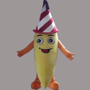 2018 Desconto venda de fábrica Banana Fruit Banana Traje Da Mascote Red Hat Fantasia Vestido de Festa Halloween Carnaval Trajes Tamanho Adulto