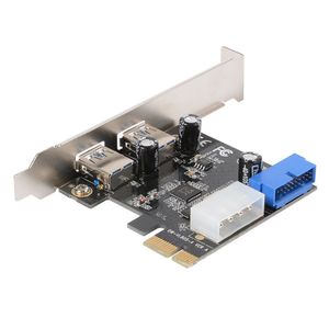 Freeshipping Desktop PCI-E a scheda di espansione USB 3.0 con interfaccia USB 3.0 Dual Ports Connettore frontale a 20 pin per Windows XP / Vista / 7/8/10