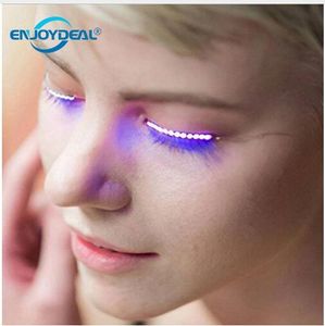 Movimento à prova d 'água ativado LED Fulgor Longo Halloween Eyelashes piscando luz de férias Club Club Eyelashes Novidade Iluminação 1 par