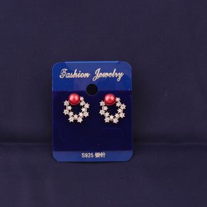 Wholesale red beaded earrings resale online - European and American fashion simple popular earrings female new red beads pearl crystal copper earrings