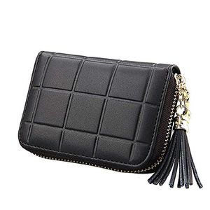 Free Shipping Women's RFID Blocking 15 Slots Card Holder Zipper Closure Coin Purses Leather Accordion Change Wallet with Tassels