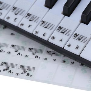 Transparent 49 61 Key Electronic Keyboard 88 Key Piano Stave Note Sticker för vita nycklar