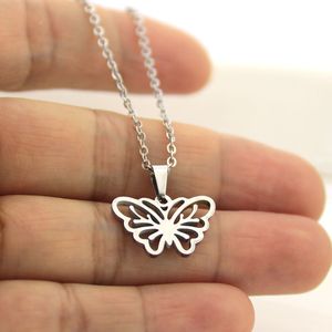 Everfast 10pc/Lot Cute Bugs Stainless Steel Charms Little Butterfly Pendants Necklaces Women Girls Lady Fashion Jewelry Accessories SN155