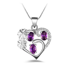 Silver Smycken Hängsmycke Fine Atural Amethyst Silverpläterad Zirkon Pendant 925 Smycken Silver Pläterad Halsband Fashion Gift Halsband Top Qualit