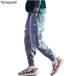 Novo calça de carga elástica da cintura elástica da moda Homens de harém solto calças de tornozelo Pantalon Hombre xxk22