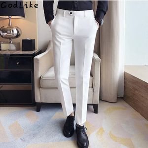 2017 Jesień Biznes Mężczyzna Formalny Biały Kostium Spodnie Bawełniane Anty Winklespocket Wedding Bride Groom Male Business Casual Spodnie