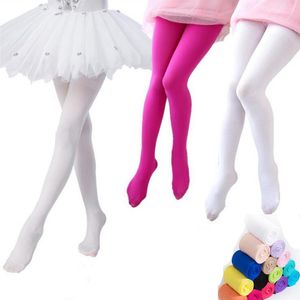 Girls Velour Leggings Candy Colors Pantyhose Ballet Tights Child Skinny Pants 80D Velvet Child Dance Sock Panty Hose 15 Colors 3 Sizes