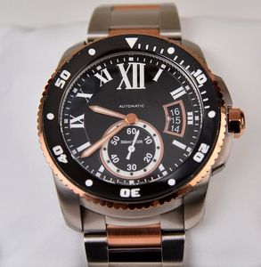 Ücretsiz nakliye Brand New Caliber de Diver Otomatik Mekanik Hareket Erkek İzle 18K Rose Gold w7100054 42mm Erkek Kol Saatleri