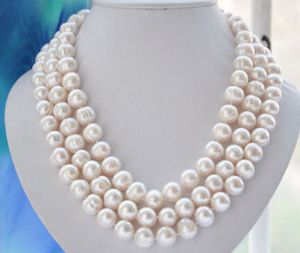 Naturalny 10-11mm White Słodkowodne Kultury Kultury Pearl Necklace 48 