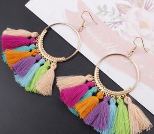 Ethnische böhmische Tropfen baumeln lange Seil Fransen Baumwolle Quaste Ohrringe trendige Sektor Ohrringe für Frauen Modeschmuck GA415