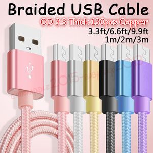 Fast Thicker fabric cables Type c Micro V8 braided alloy usb date charger cable for samsung s6 s7 edge s9 s8 htc