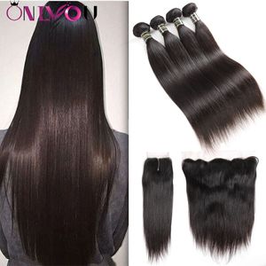 Wholesale 9a Raw Indian Virgin Soft Straight Cheap Human Hair Weaves Bundles with Frontal to Ear Lace Closure