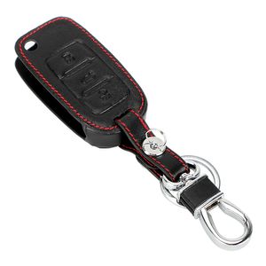 Leather Car Key Case For Volkswagen Jetta MK6 Tiguan Passat Golf POLO CC Bora Car Remote Control Key Cover Automobiles Keychain