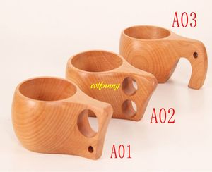 20pcs/lot Fast shipping Outdoor Portable Wooden Coffee Cup Wood Tea Milk Water Drinking cups mug With Handle Home Decoration