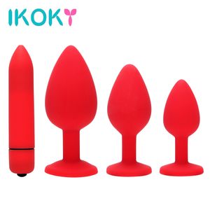 IKOKY 4Pcs Multispeed Bullet Vibrator Anal Plug Sex Toys for Men Women Erotic Toys Crystal Jewelry Butt Plug Prostate Massager S1018