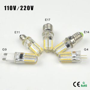 10pcs Silicone 64LEDs G4 E11 E12 E14 E17 G9 Corn Bulb replace 40w halogen lamp AC 110V/220V
