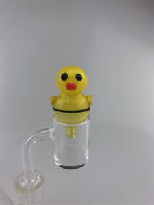Other smoking sets pipe super cute yellow duck glass cap top hole Shi Ying stick nail frosted polished 14mm joint